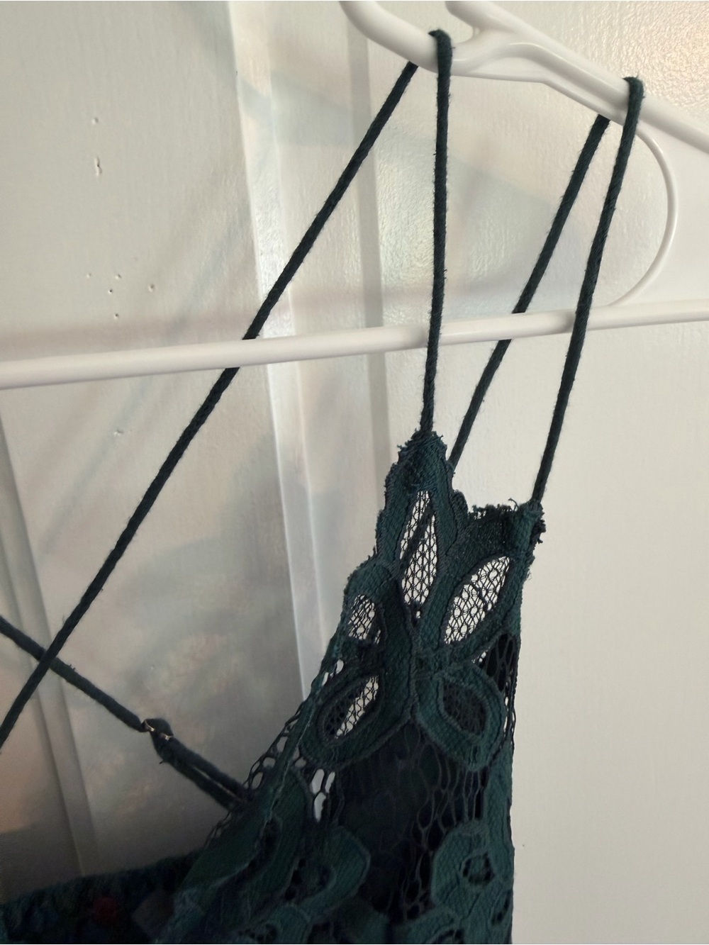 Free People FP One Adella Slip Dress XS Green Crochet Lace Boho Mini - Picture 4 of 8